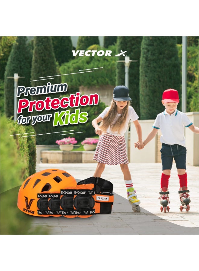 Vector X مجموعة واقية من Vector X (فيفا) للتزلج وركوب الدراجات والرياضات المتعددة - برتقالي، تحت الصغير - Image 1